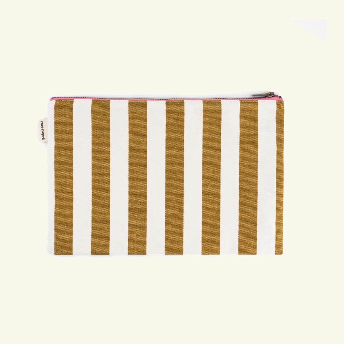 Pochette Lili a righe caramello e écru