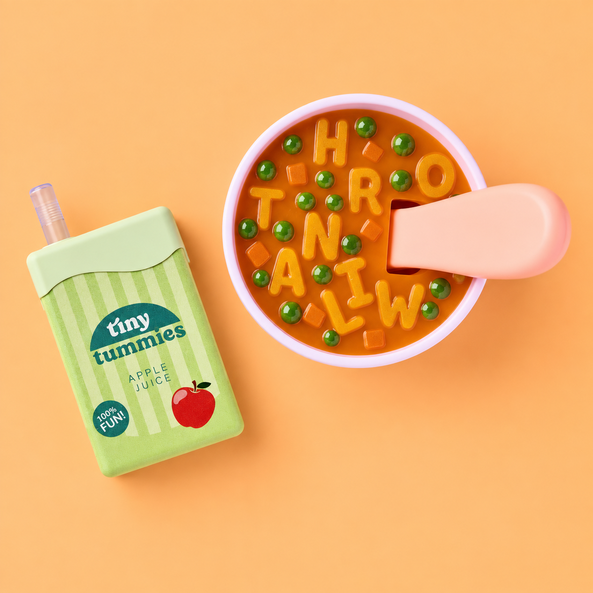 Set Tiny Tummies Zuppa dell’Alfabeto e Scatola di Succo di Mela