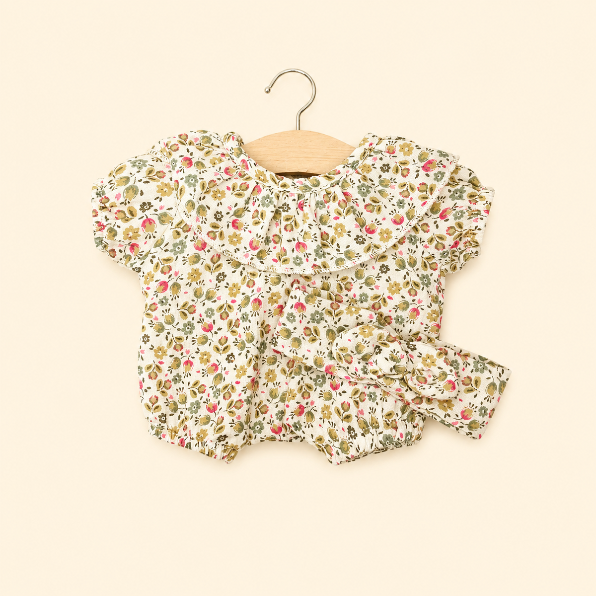 Completo Mila Fleurs Douces con Bloomer e Headband – Minikane