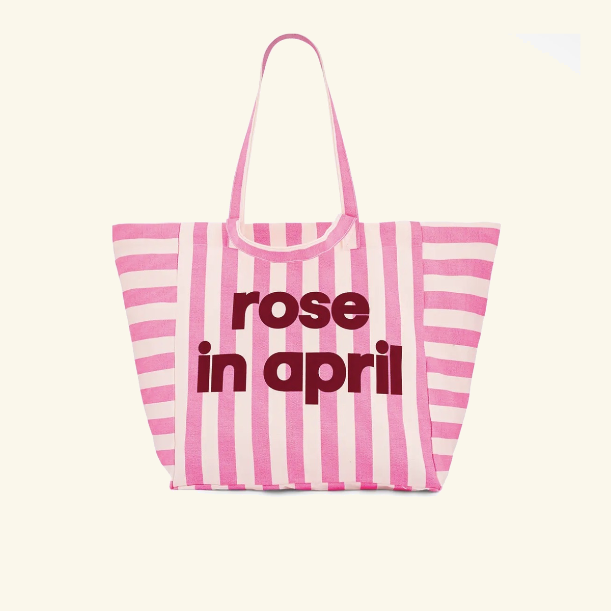 Borsa Elisa – Righe Écru & Neon Pink con Logo