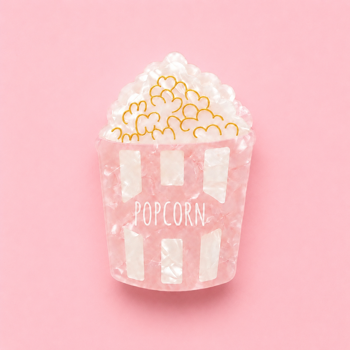 Clip per capelli a forma di popcorn rosa e lucido🍿