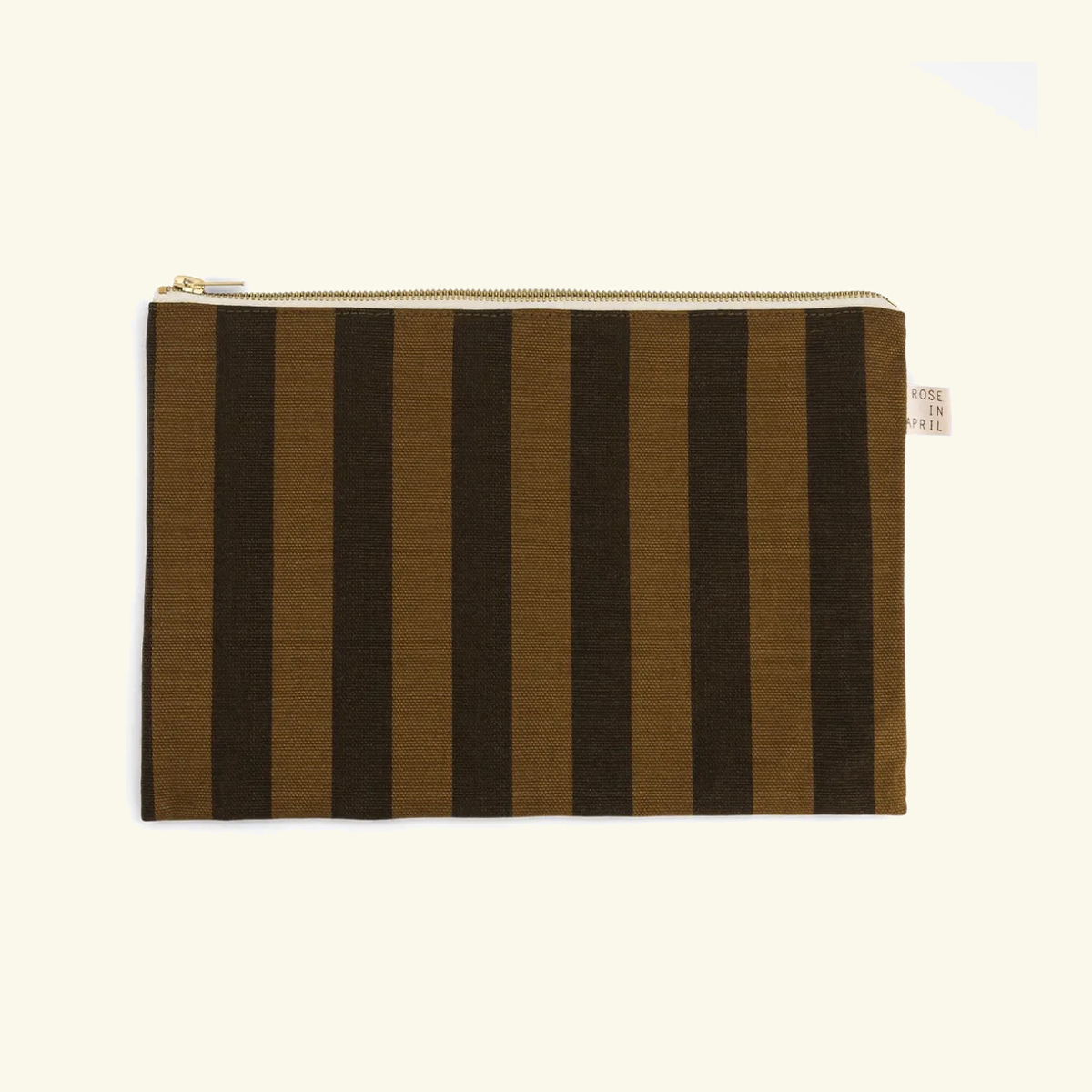 Pochette LILI a righe color cumin, con effetto lavato.