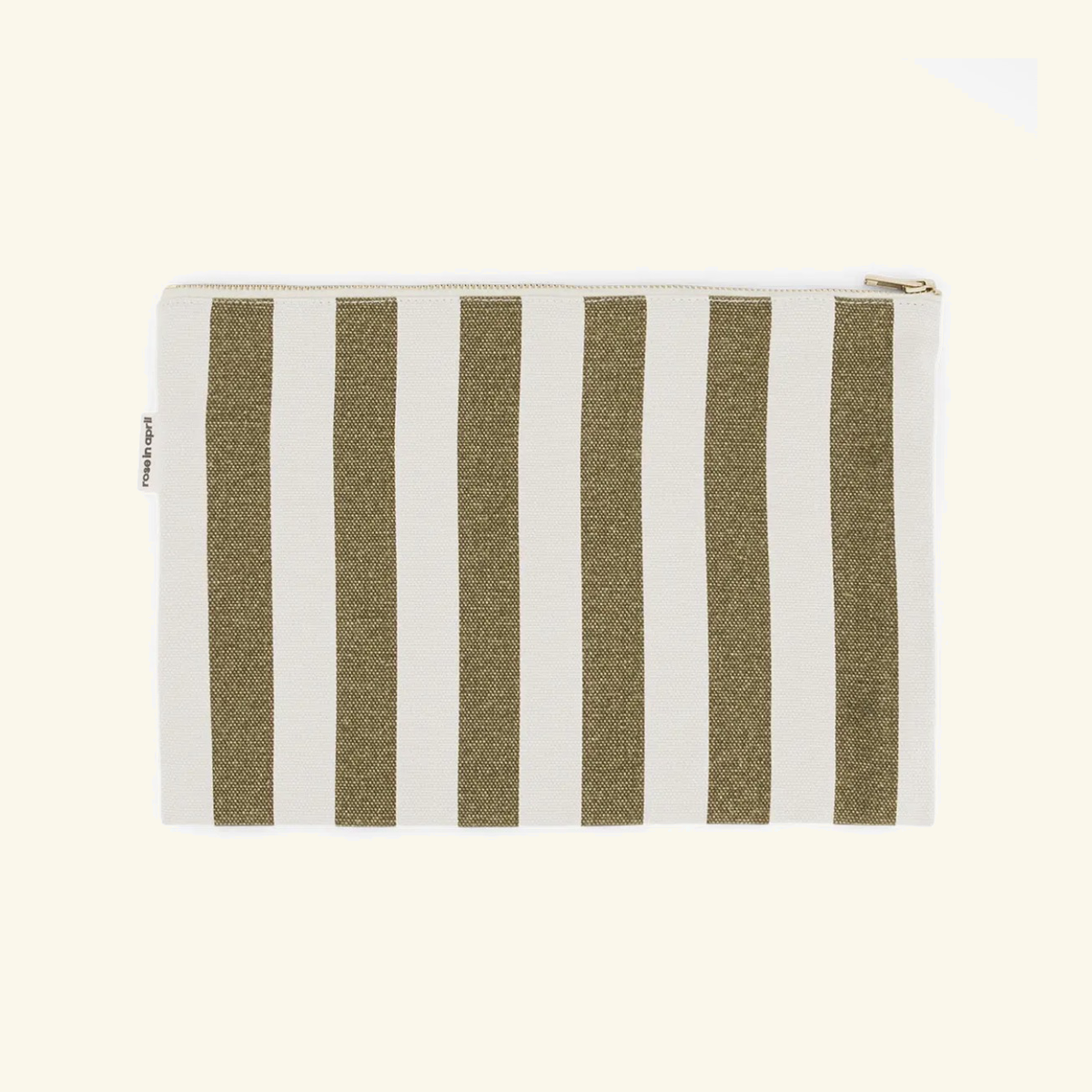 Pochette LILI a righe color cumin, con effetto lavato.