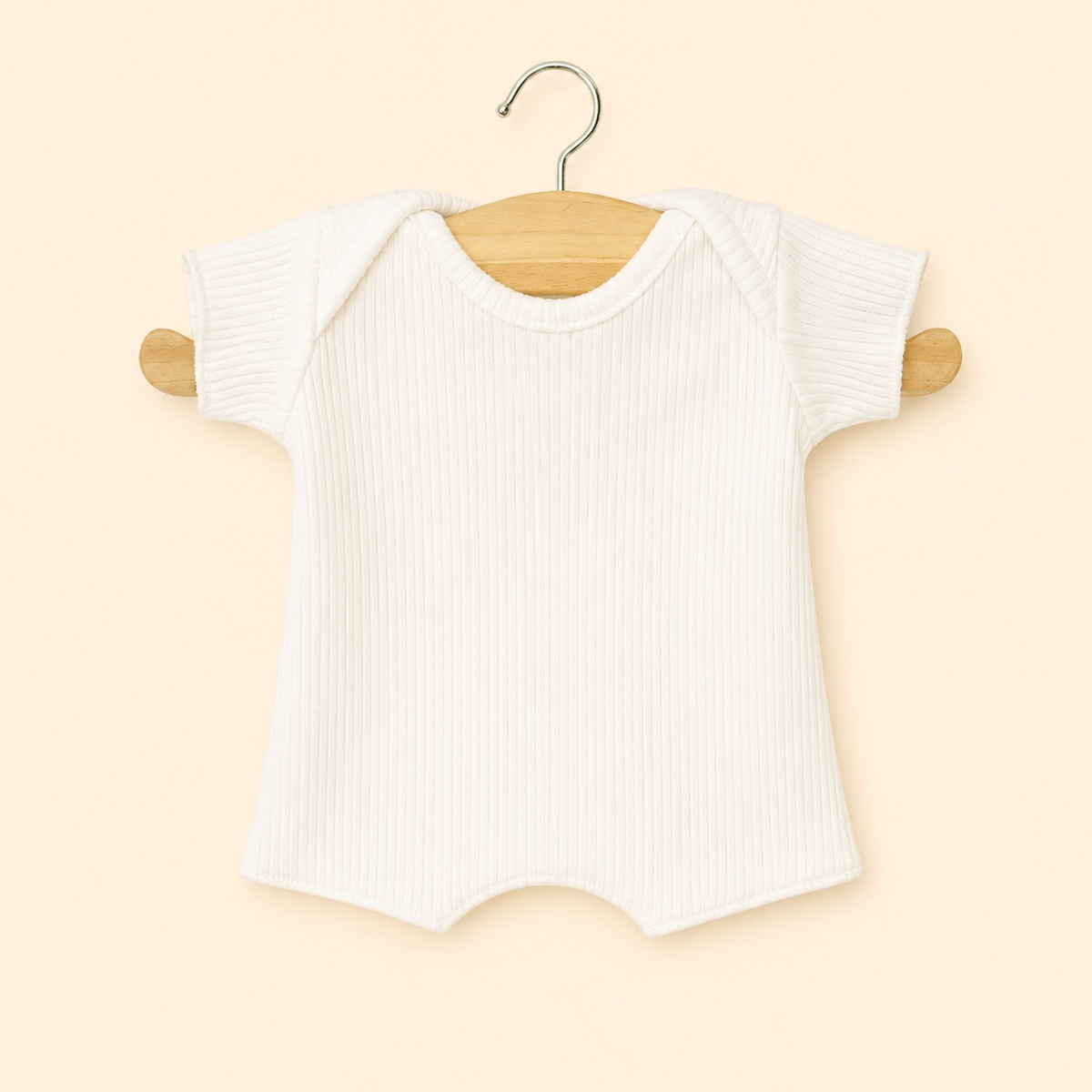 Body Shorty in Maglia a Coste Bianco