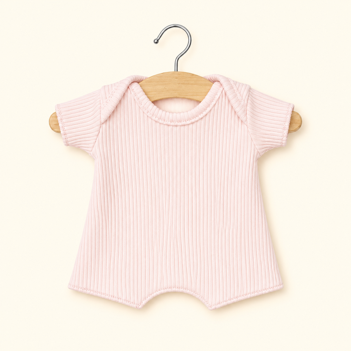 Body Shorty in Maglia a Coste Rosa Pastello
