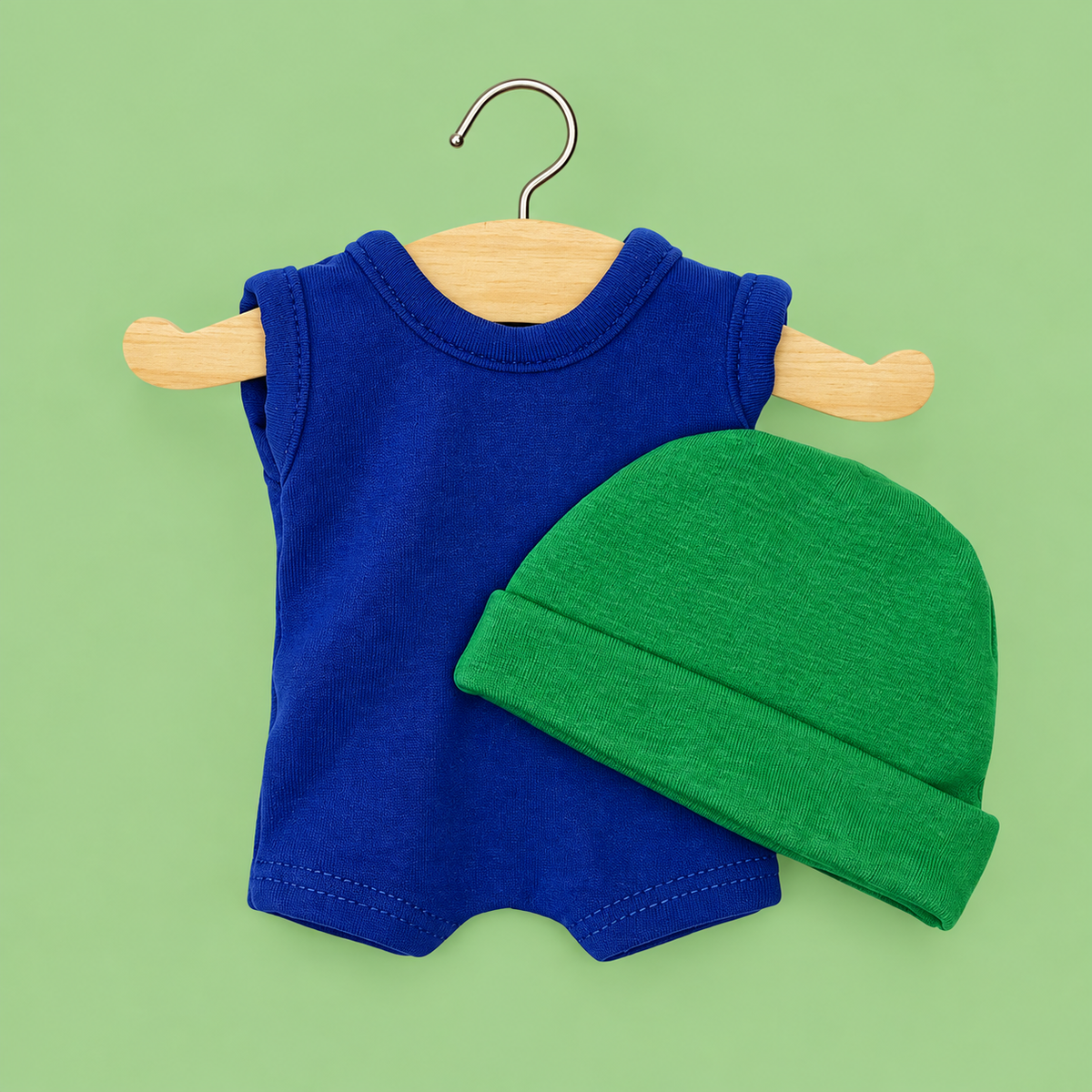 Mini Panchas – Completo Body Marcel blu e Berretto verde