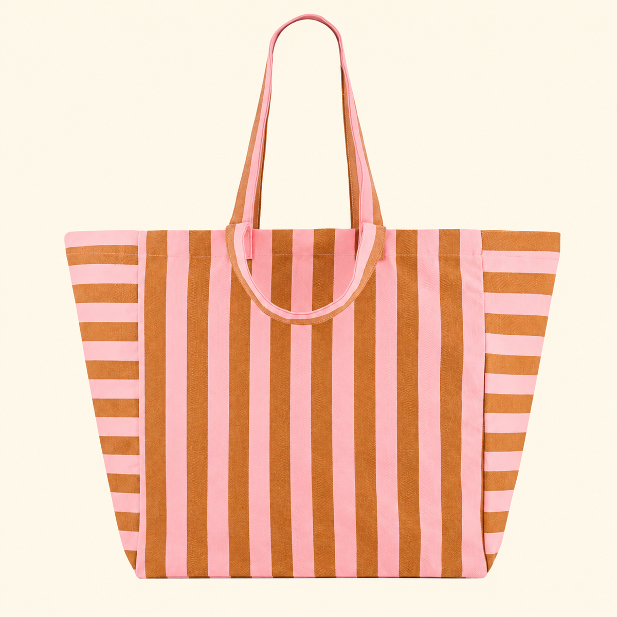 Borsa Elisa – Righe Caramello / Fragola