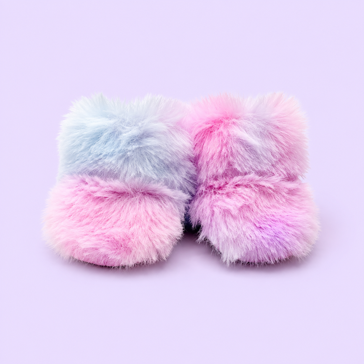Snow Boots in ecopelliccia arcobaleno lilla